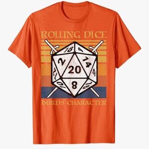 Rolling Dice Builds Character Funny RPG Tabletop Gamer T-Shirt Size 3XL NEW